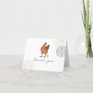 Mama Hen Baby Chick Pink Bow Thank You  Card