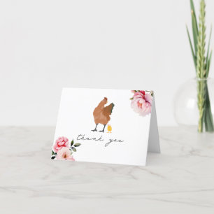 Mama Hen Baby Chick Pink Floral Thank You  Card