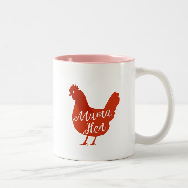 Mama Hen Chicken Mum Poultry Love Mothers Day Gift Two-Tone Coffee Mug (Right)