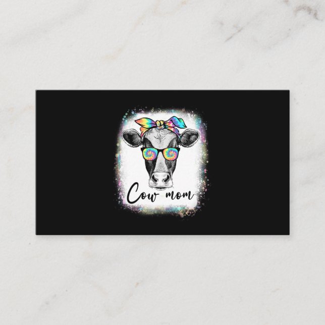 Mama Highland Cow With Baby Calf Floral Mothers Da Business Card (Front)