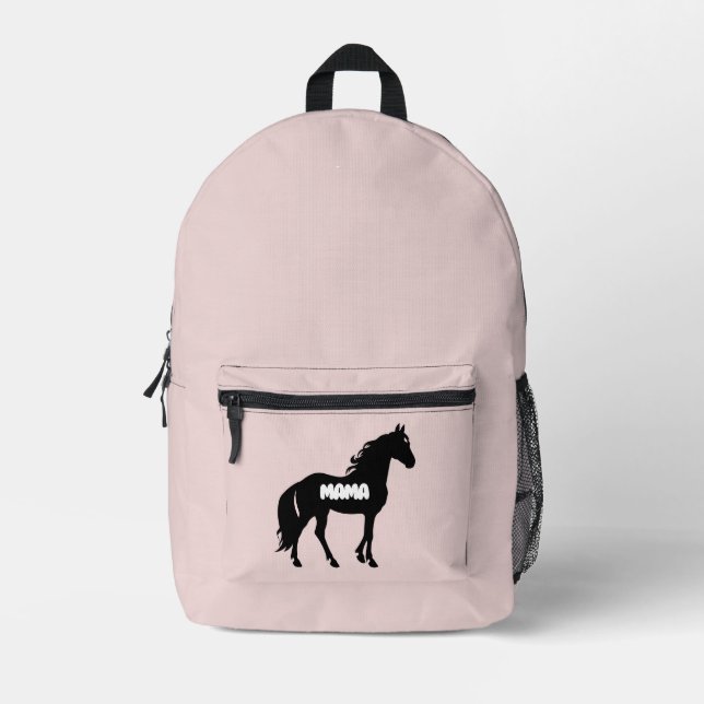 Mama Horse Blush Pink Elegant Modern Printed Backpack (Front)