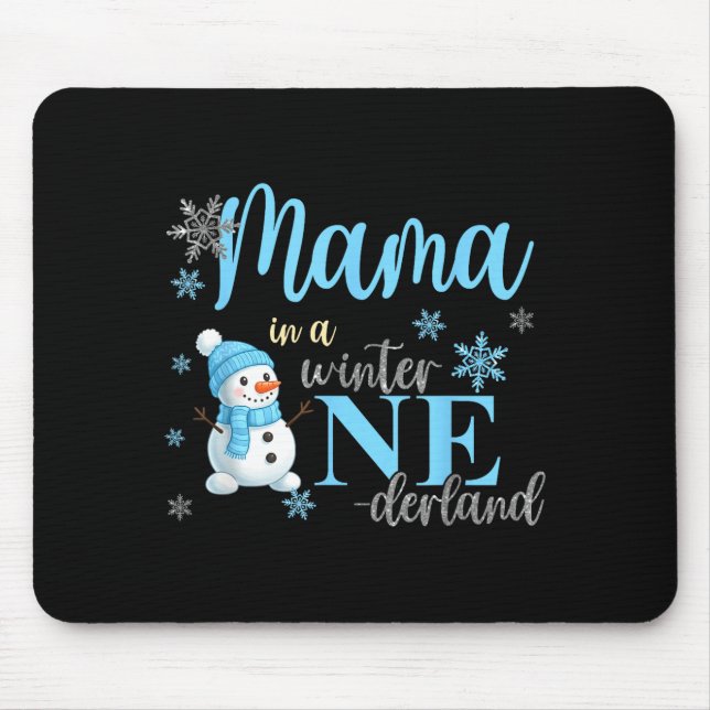 Mama In A Winter Onederland Birthday Boy Girl Cute Mouse Mat (Front)