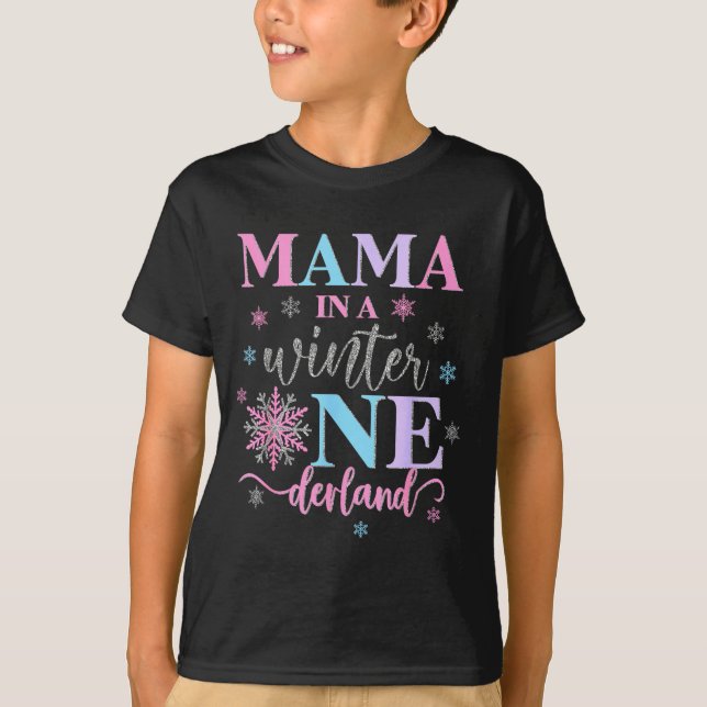 Mama In A Winter Onederland Birthday Girl Sweet Sn T-Shirt (Front)