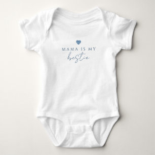 Mama Is My Bestie Blue Heart Baby Bodysuit