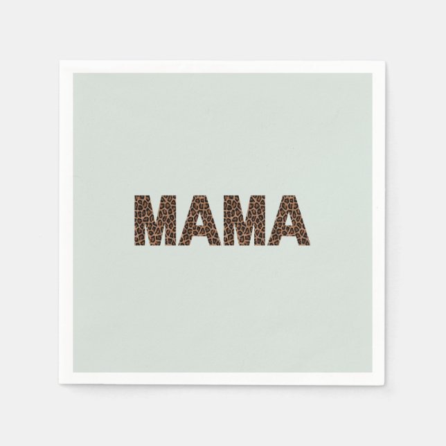 'Mama' Leopard Design Soft Eucalyptus Mist  Napkin (Front)