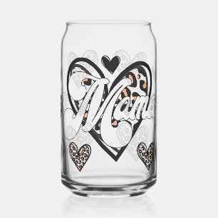 Mama leopard print can glass