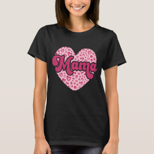 Mama Leopard Print Love Heart T-Shirt