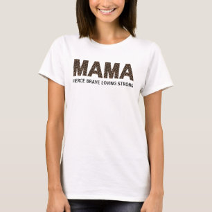MAMA Leopard Print Personalised Text White T-shirt