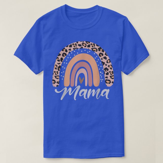 Mama Leopard Print Rainbow Family Funny Mothers Da T-Shirt (Design Front)