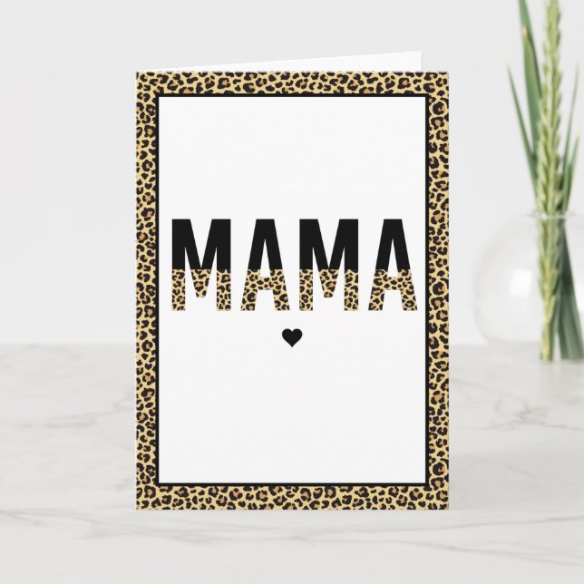 Mama Leopard print Typography Mum Gifts Card (Front)