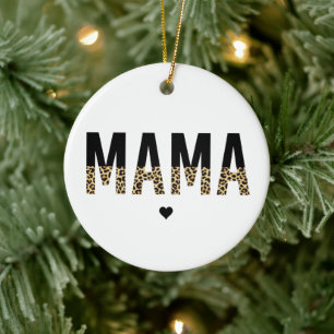 Mama Leopard print Typography Mum Gifts Ceramic Tree Decoration