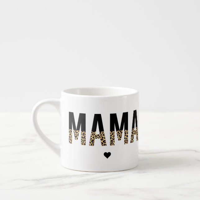Mama Leopard print Typography Mum Gifts Espresso Cup (Left)