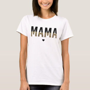 Mama Leopard print Typography Mum Gifts T-Shirt