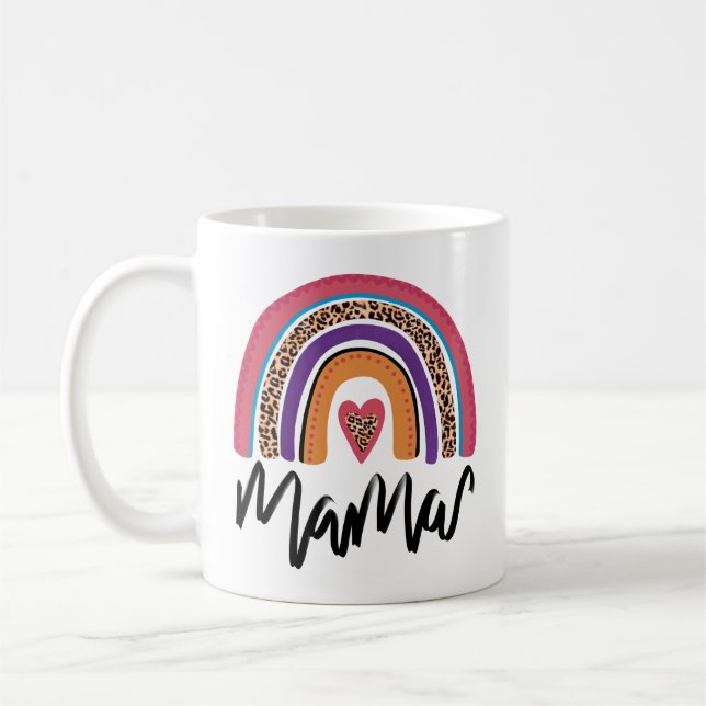 Mama Leopard Rainbow Coffee Mug (Left)