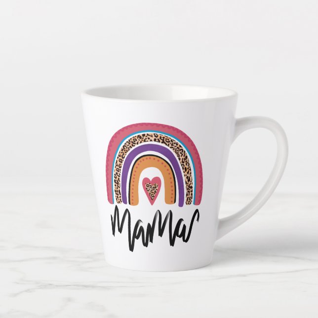 Mama Leopard Rainbow Latte Mug (Right)