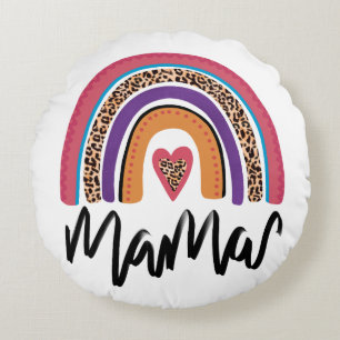 Mama Leopard Rainbow Round Cushion