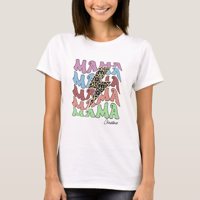 Mama Leopoad Custom Name  T-Shirt (Front)