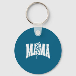 Mama Lightning Bolt Checkered Mom Women Mother's D Key Ring