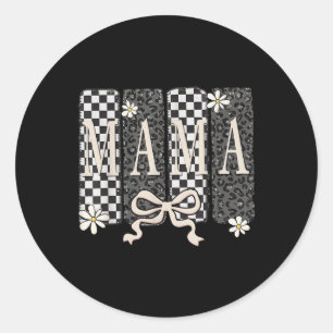 Mama Lightning Bolt Chequered Mum Women Mothers Da Classic Round Sticker