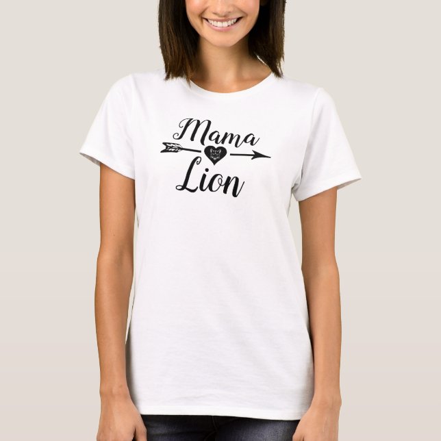 Mama Lion Arrow with Heart, black T-Shirt (Front)