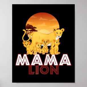 Mama Lion - Big Cat Family Mother Children Tee Poster