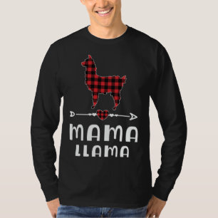 Mama Llama Christmas Pajama Red Plaid Buffalo Fami T-Shirt