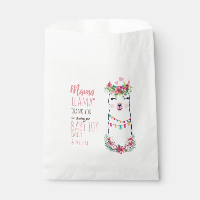 Mama Llama Fiesta Baby Girl Shower Partyware Favour Bags (Front)