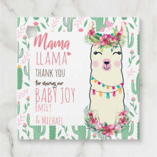 Mama Llama Fiesta Baby Girl Shower Partyware Favour Tags