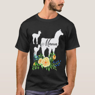 Mama Llama Floral Mum of two Flower Alpaca Llamas T-Shirt
