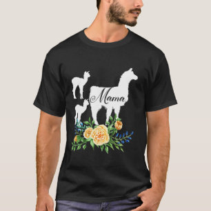 Mama Llama Floral Mum of two Flower Gift Alpaca Ll T-Shirt