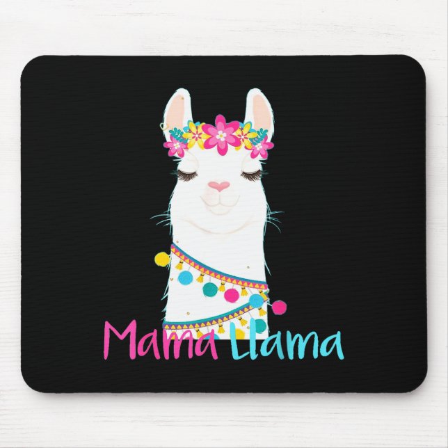 Mama Llama Funny Mother's Day Shirt For Women Mom  Mouse Mat (Front)