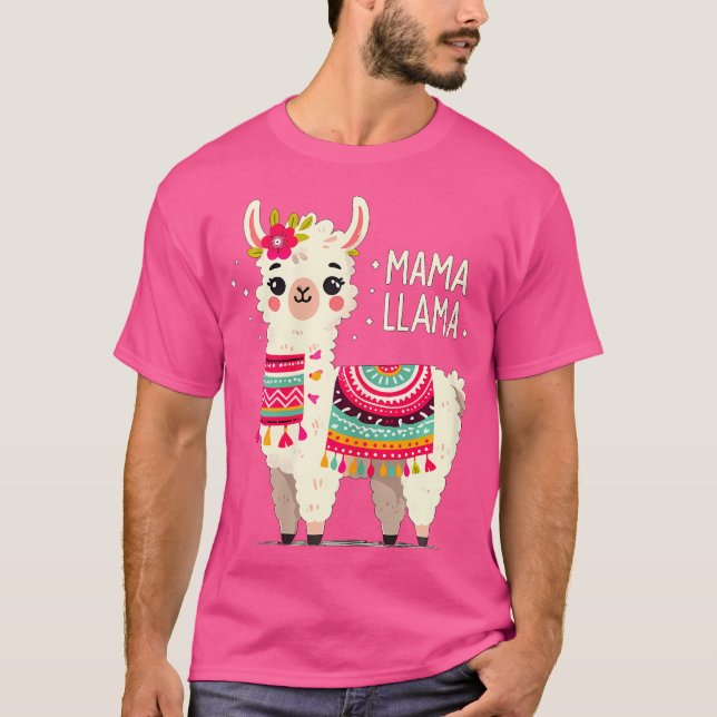 Mama Llama Mother'S Day Birthday Party Mum Alpaca  T-Shirt (Front)
