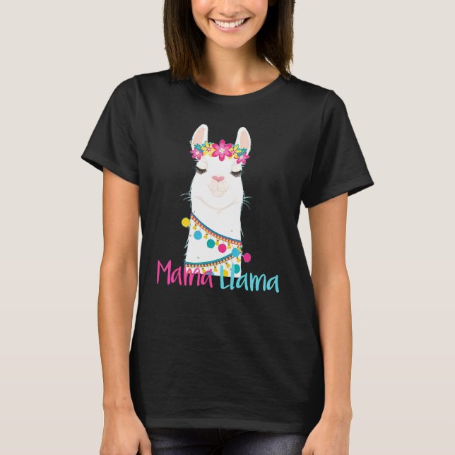 Mama Llama  Mother's Day  For Women Mum Love Llama T-Shirt (Front)