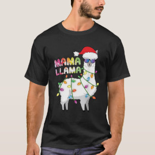 Mama Llama Women Funny Matching Christmas Llama  T-Shirt