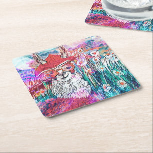 Mama Llama's Day In The Country  Square Paper Coas Coaster