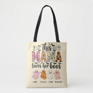 Mama Loves Her Boos Spooky Personalized Halloween Tote Bag
