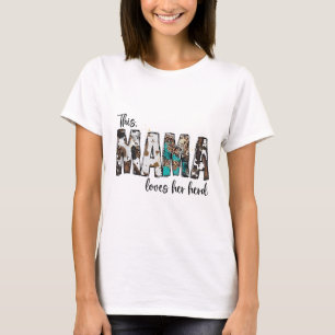 Mama Loves Her Herd Leopard Cowhide For Women Moth T-Shirt