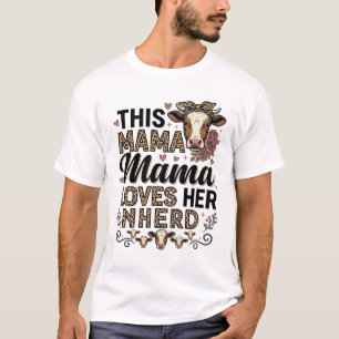 Mama Loves Her Herd Vintage Cow Mum Shirt Design_1