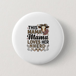Mama Loves Her Herd Vintage Cow Mum Shirt Design_1 6 Cm Round Badge