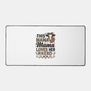 Mama Loves Her Herd Vintage Cow Mum Shirt Design_1 Desk Mat