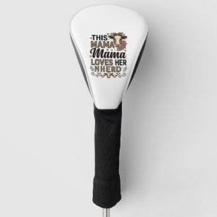 Mama Loves Her Herd Vintage Cow Mum Shirt Design_1 Golf Head Cover