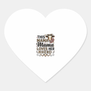 Mama Loves Her Herd Vintage Cow Mum Shirt Design_1 Heart Sticker