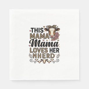 Mama Loves Her Herd Vintage Cow Mum Shirt Design_1 Napkin