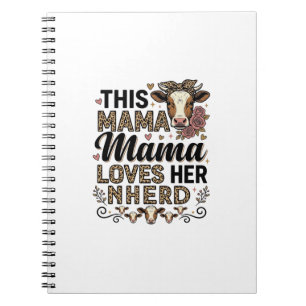 Mama Loves Her Herd Vintage Cow Mum Shirt Design_1 Notebook