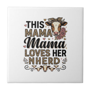 Mama Loves Her Herd Vintage Cow Mum Shirt Design_1 Tile