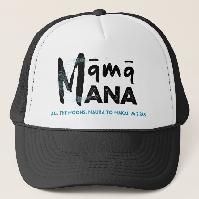 MĀMĀ MANA "all the moons" Trucker Hat (Front)