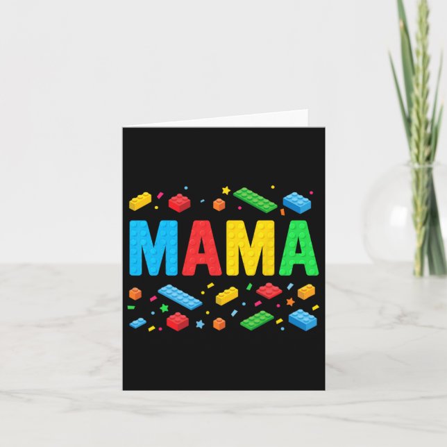 Mama Master Builder Building Bricks Blocks Funny M Card (Front)