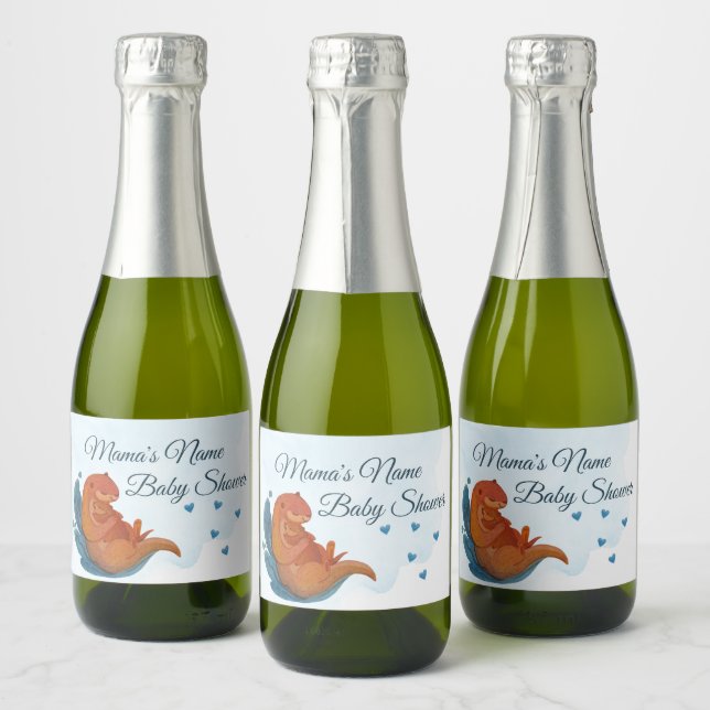 Mama & Me Otter Baby Shower Mini Champagne Sparkling Wine Label (Bottles)