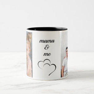 Mama & Me Stylish Minimalist Chic Custom Photo Two-Tone Coffee Mug