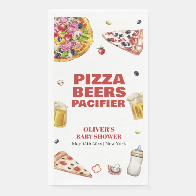 Mama Mia Italian Pizza Beer Pacifier Baby Shower  Napkin (Front)